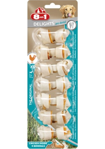 Delights Pro Dental Köpekler Için Tavuklu Ağız Bakım Kemiği (Xs) 7 Adet