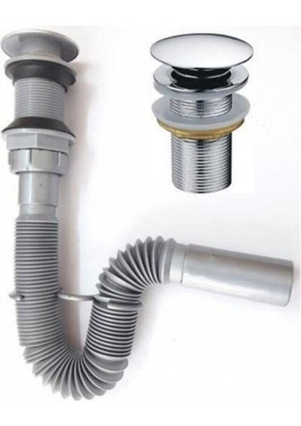 Stoplu Körüklü Sifon, Pop-Up Lüx Lavabo Eviye Sifonu, Klik-Klak Körüklü Sifon Tesisat Malzemeleri Tr fiyatları