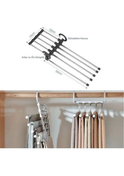 Hareketli Dolap Içi Askı Pantolon Kravat Şal Askı Sistemi Düzenleyici 5li Katmanlı Askılık Organizer fırsatları