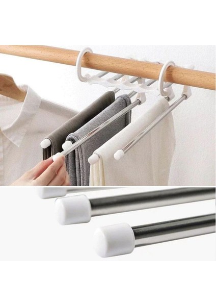 Hareketli Dolap Içi Askı Pantolon Kravat Şal Askı Sistemi Düzenleyici 5li Katmanlı Askılık Organizer