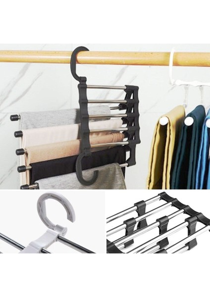 Hareketli Dolap Içi Askı Pantolon Kravat Şal Askı Sistemi Düzenleyici 5li Katmanlı Askılık Organizer