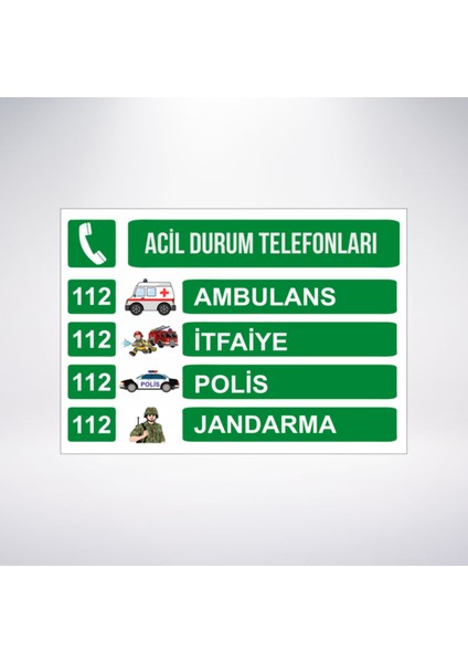 Çocuklar Için Acil Durum Telefonları 21X35 Arkası Sticker