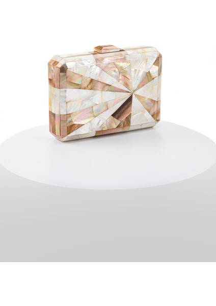 Illusıon LY0101 Sedef El Yapımı Beyaz-Açık Kahverengi Çanta