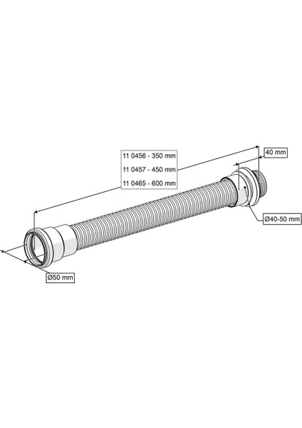 Küvet ve Duş Sistemleri Bağlantı Körüğü Ø50 MM-450 mm Tesisat Malzemeleri Tr fiyatları