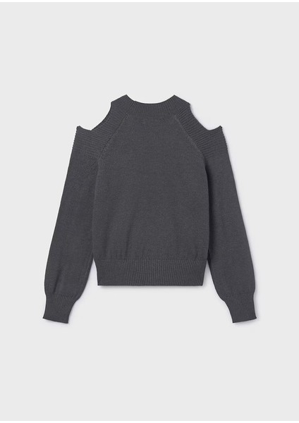 Gri Kız Çocuk Omuzları Açık Kazak 7312 fiyatları