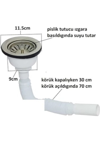 YT81 Körüklü Çöpmak Evye Gider Sifonu-Geniş Kafalı Mutfak Çelik Evye Sifonu Tesisat Malzemeleri fiyatları