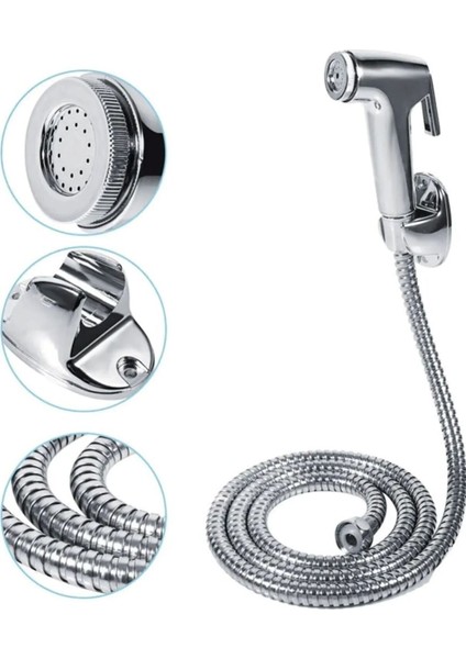 Taharet Musluğu Plastik Duş Fıskiyesi Taharetmatik Tabancalı Bas Çek Spiralli Mafsal Hortum Elduşu D