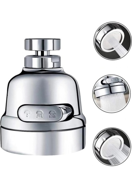 Su Tasaruflu Oynar 3 Fonksiyonlu 360 Derece Dönebilen Krom Mutfak Lavabo Musluk Başlığı 2 Yıl indirimleri