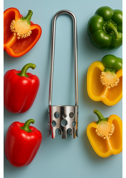 🫑 Paslanmaz Çelik Biber & Patlıcan Oyacağı – Ergonomik, Dayanıklı ve Pratik Mutfak Yardımcısı 🍆✨