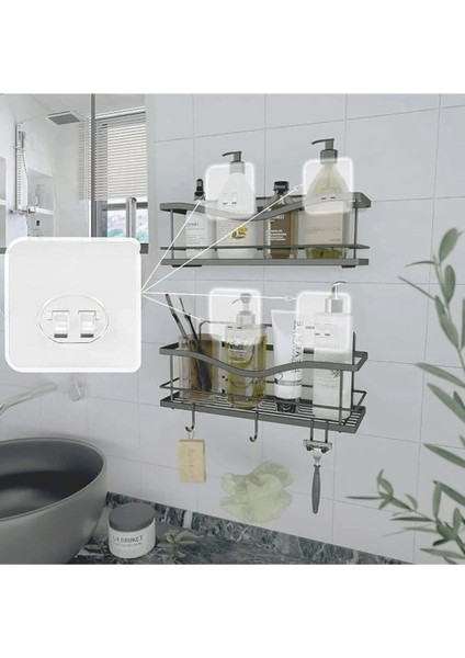 20LI Güçlü Kendinden Yapışkanlı Kancalar Köşe Rafı Banyo Rafı Duş Rafı Kancası, Su Geçirmez Askı Met fiyatları