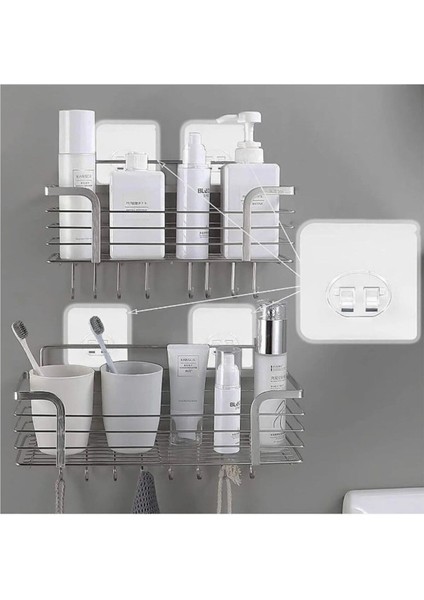 20LI Güçlü Kendinden Yapışkanlı Kancalar Köşe Rafı Banyo Rafı Duş Rafı Kancası, Su Geçirmez Askı Met indirimleri