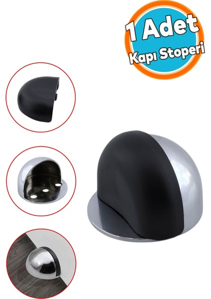 Yarımay Kapı Stoperi Tamponu Vidalı Metal Ağır Kapı Stopu Hızlı Durdurucu Tutucu Krom Gümüş 1 Adet T