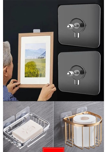 13 Adet Mix Delmeden Güçlü Yapışkanlı Suya Dayanıklı Banyo Askılık Seti, 5x Tekli,8x Somun Askılık Ş indirimleri