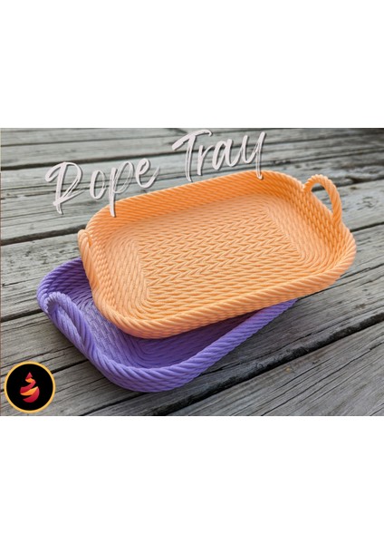 Halat Saplı Dekoratif Tepsi – Rustik Tarz 3D Baskı Organizer