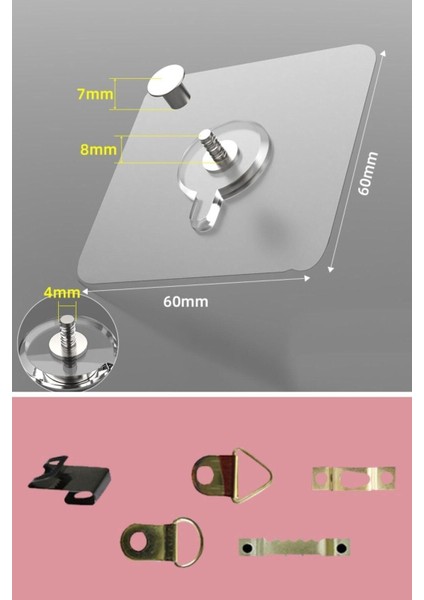 ® 10 Adet Süper Güçlü Çerçeve Askısı Vidalı Tırnak Kanca Yapışkanlı Mutfak Banyo Raf Tutucu