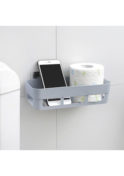 Banyo Köşeliği Şampuan Rafı Banyo Rafı Güclü Yapıstırıcılı Delmeye Gerek Yok Plastik Gri fiyatları