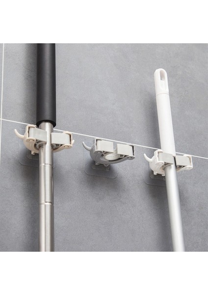 3 Adet Sihirli Mop Tutucu Sihirli Fırça Sapı Tutucu Sihirli Tutacak Pratik Duvar Askı Aparatı Beyaz