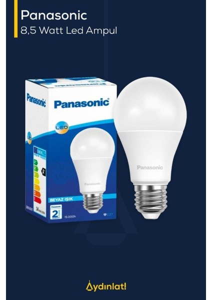LED Ampul 8.5 Watt ( 60 Watt ) Beyaz Işık E27 LED Ampul 8,5 Watt Yok