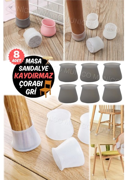 8 Adet Sandalye Bacak Zemin Koruyucuları Aşınmaya Dayanıklı Kaymaz Kalınlaşmış Silikon Tabure Ayaklı indirimleri