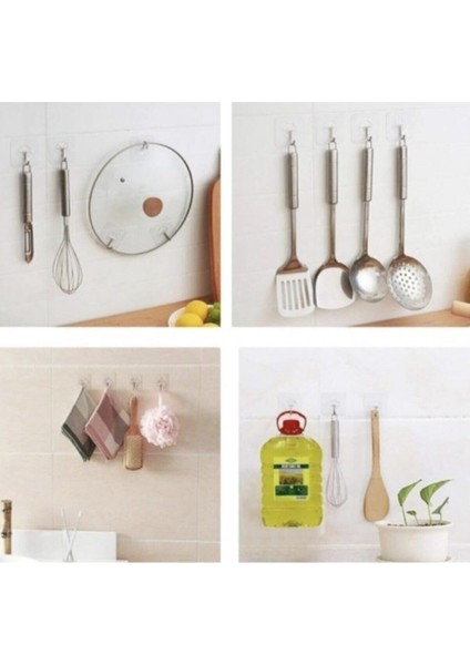 5 Li Şeffaf Kendinden Yapışkanlı Askı 5 Adet Yapışkanlı Mutfak Banyo Askısı Beyaz fiyatları