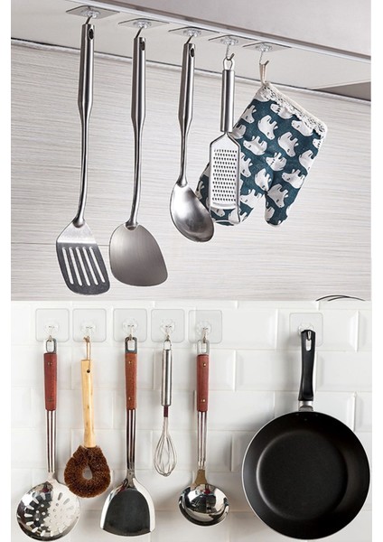 6 Parça Ekstra Güçlü Yapışkanlı, Duvar Delmeden Suya Dayanıklı Şeffaf Askılık Şeffaf fiyatları