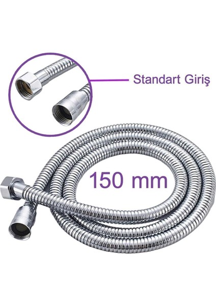 360 Dereceli Dönerli Banyo Duş Hortumu Banyo Spiral Hortumu Krom Duş Hortumu Gri Krom Kaplama fiyatları