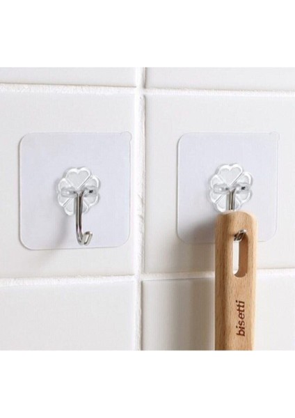 Şeffaf Yapışkan Askı Duvar Banyo Mutfak Dolap Havlu Askısı 1 Adet Beyaz