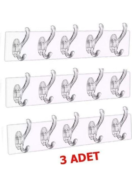 3 Adet 5'li Şeffaf Askılık Duvar Askısı Iz Bırakmayan Güçlü Yapışkanlı Banyo Mutfak Havlu Kancası fiyatları