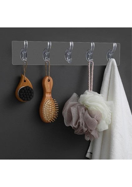 3 Adet 5'li Şeffaf Askılık Duvar Askısı Iz Bırakmayan Güçlü Yapışkanlı Banyo Mutfak Havlu Kancası fırsatları