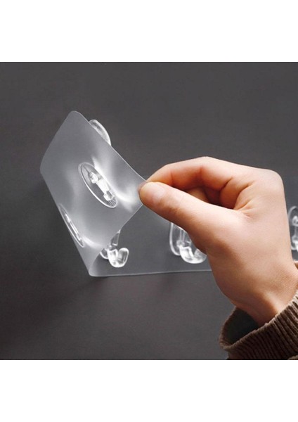 3 Adet 5'li Şeffaf Askılık Duvar Askısı Iz Bırakmayan Güçlü Yapışkanlı Banyo Mutfak Havlu Kancası