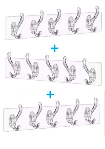 3 Adet Şeffaf Duvar Askısı Banyo Mutfak Kancası 5 Li Iz Bırakmayan Güçlü Yapışkanlı Turuncu Askı Set