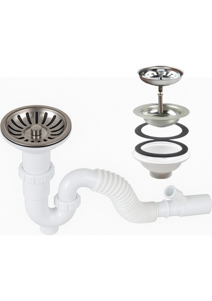 Çöpmak Lavabo Sifonu Koku Önleyici Sistemli Tahliye Seti – Çamaşır Makinesi Uyumlu Lavabo Sifonu Çöp fiyatları