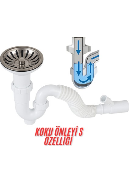 Çöpmak Lavabo Sifonu Koku Önleyici Sistemli Tahliye Seti – Çamaşır Makinesi Uyumlu Lavabo Sifonu Çöp indirimleri