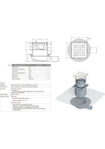 Yükseklik Ayarlı Paslanmaz Yer Sifonu / Süzgeci Yandan Çıkışlı 10*10 Q50 Lavabo Sifonu fırsatları