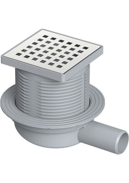 Yükseklik Ayarlı Paslanmaz Yer Sifonu / Süzgeci Yandan Çıkışlı 10*10 Q50 Lavabo Sifonu