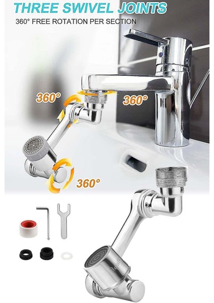 Musluk Ucu Aparat Filtre Krom Kaplamalı Batarya Uzatıcı Mafsallı LB002 Tesisat Malzemeleri