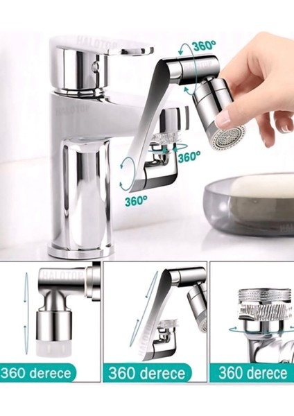 1080° Dönüşlü Her Köşeye Ulaşan Akrobat Mutfak ve Lavabo Bataryası /musluk Ucu Başlığı Gümüş Gri Pla fiyatları