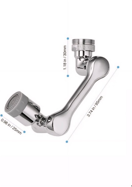 1080° Dönüşlü Her Köşeye Ulaşan Akrobat Mutfak ve Lavabo Bataryası /musluk Ucu Başlığı Gümüş Gri Pla indirimleri