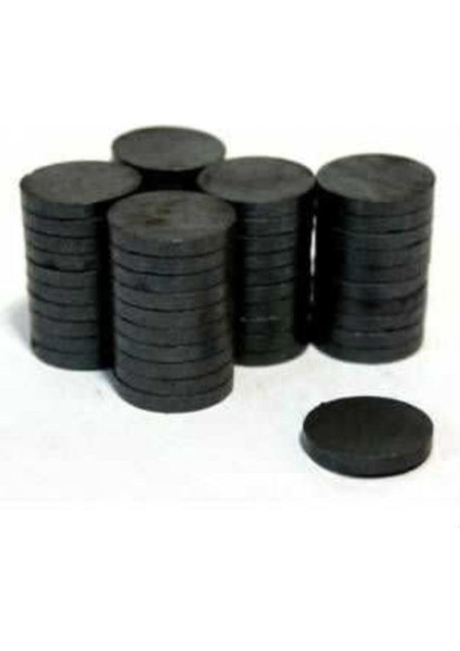 100 Adet 15 mm x 3mm Yuvarlak Kömür Mıknatısı-Duvar Süsü - Nikah Şekeri - Deney Malzemesi Mıknatıs