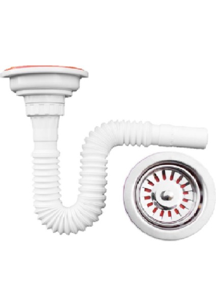 Çöpmak Körüklü Lüks Evye Lavabo Sifonu Plastik Geniş Kafa 30 -75 cm Gider Borusu Pis Su Tesisat Malz