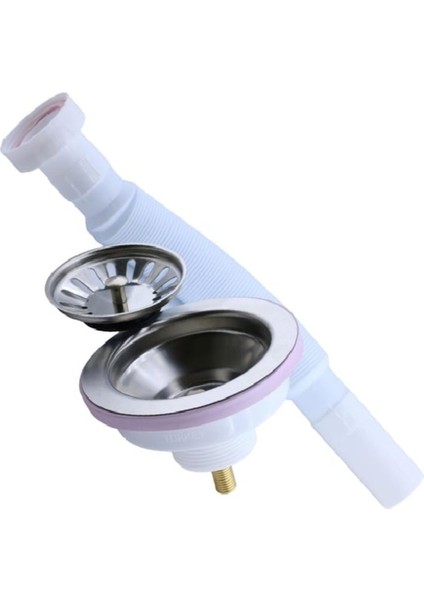 Çöpmak Körüklü Lüks Evye Lavabo Sifonu Plastik Geniş Kafa 30 -75 cm Gider Borusu Pis Su Tesisat Malz modelleri