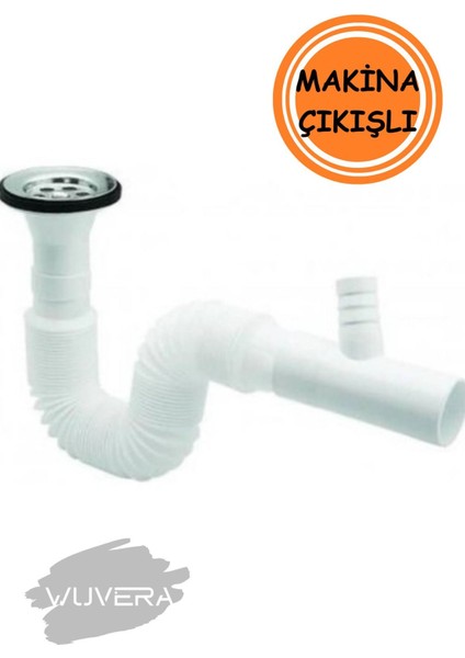 Çamaşır ve Bulaşık Makinesi Çıkışlı Lavabo Sifonu - Körüklü, 35-75 cm Lavabo Sifonu