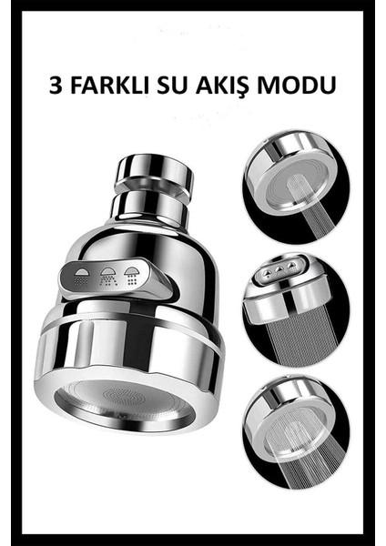 3 Fonksiyonlu Su Tasarruflu Musluk Ucu 1 Adet Mutfak Çeşme Ucu Döndürülebilir Hareketli Başlık 2 Yıl fırsatları