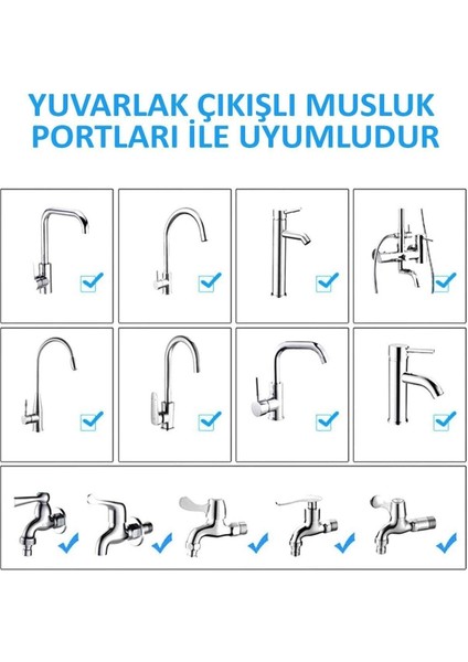 3 Fonksiyonlu Su Tasarruflu Musluk Ucu 1 Adet Mutfak Çeşme Ucu Döndürülebilir Hareketli Başlık 2 Yıl