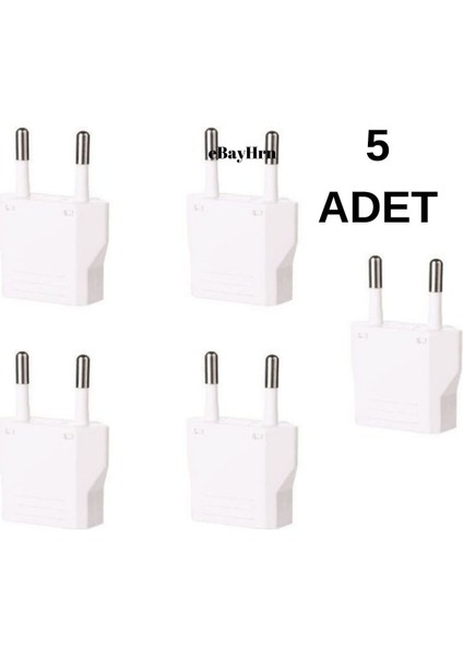 5 Adet Amerikan Priz Çevirici Usd To Eu Fiş Çevirici (Beyaz)