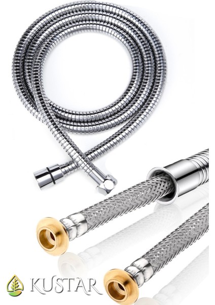 Çelik Örgülü Pirinç Somunlu Patlamaz Paslanmaz Yıpranmaz 150 cm Banyo Duş Hortumu Duş Hortumu Beyaz modelleri