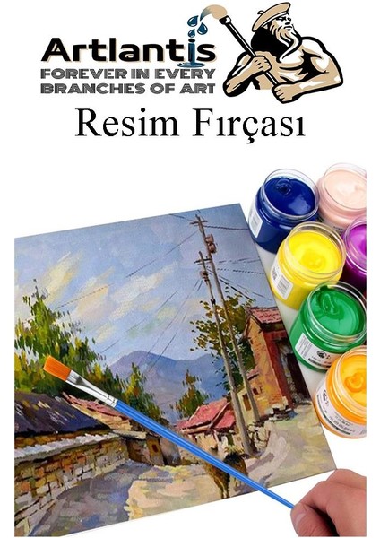 Resim Fırçası Kesik ve Yuvarlak Uçlu 4 Adet Sentetik Fırça Ekonomik Suluboya Akrilik Boya Guaj Boya Yağlı Boya Resim indirimleri