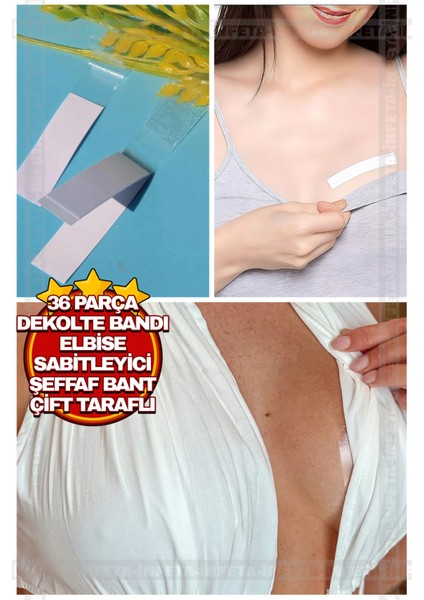 36 Parça Elbise Sabitleyici Bant Şeffaf Görünmez Çift Taraflı Dekolte Bandı Çift Taraflı Bant Şeffaf