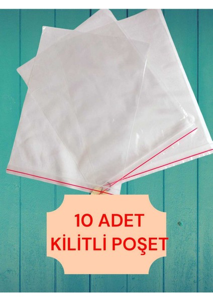 10 Adet Kilitli Poşet Torba Şeffaf Buzdolabı Kına Çerez Kuruyemiş Hediye Naylonu Poşeti 19X25 24,5 x