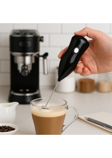 ☕ Mini Süt Köpürtücü - Elektrikli Kahve Mikseri | Köpük Yapıcı & Çırpıcı | Latte, Cappuccino, Matcha, Kakao ve Sıcak Çikolata Için Uygun | Siyah & Beyaz Renk Seçenekleri ⚡ indirimleri